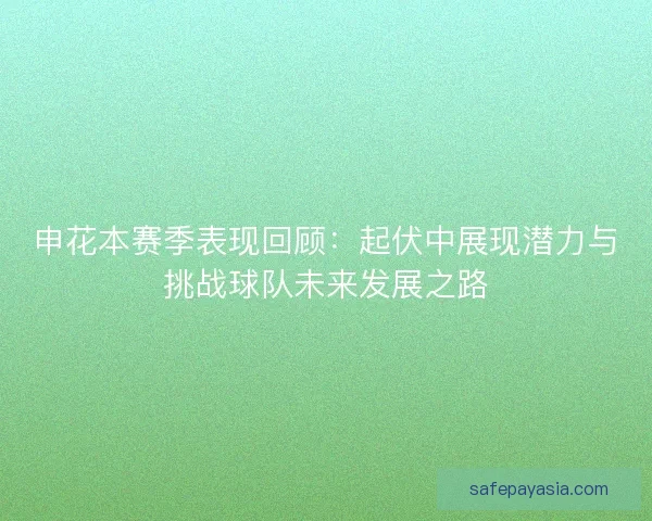 申花本赛季表现回顾：起伏中展现潜力与挑战球队未来发展之路